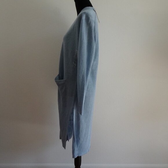 Polo Ralph Lauren Duster Cardigan Women's Size S Blue Linen Long Open Front - Picture 9 of 13